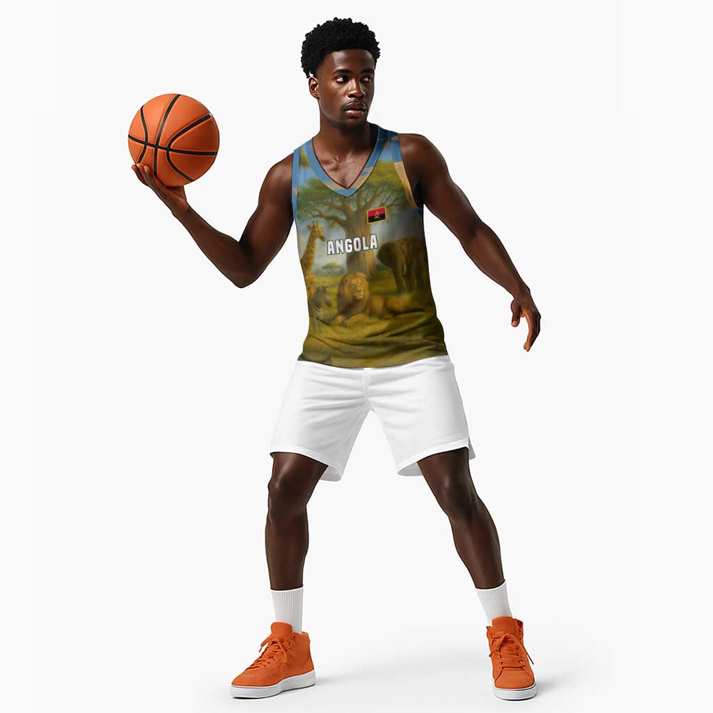 Angola Basketball Jersey Savannah Wildlife and African Animal TS04