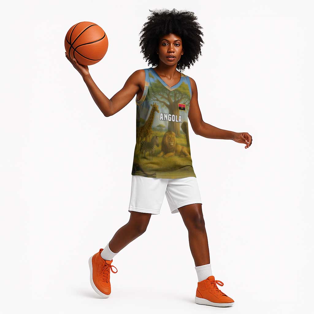 Angola Basketball Jersey Savannah Wildlife and African Animal TS04