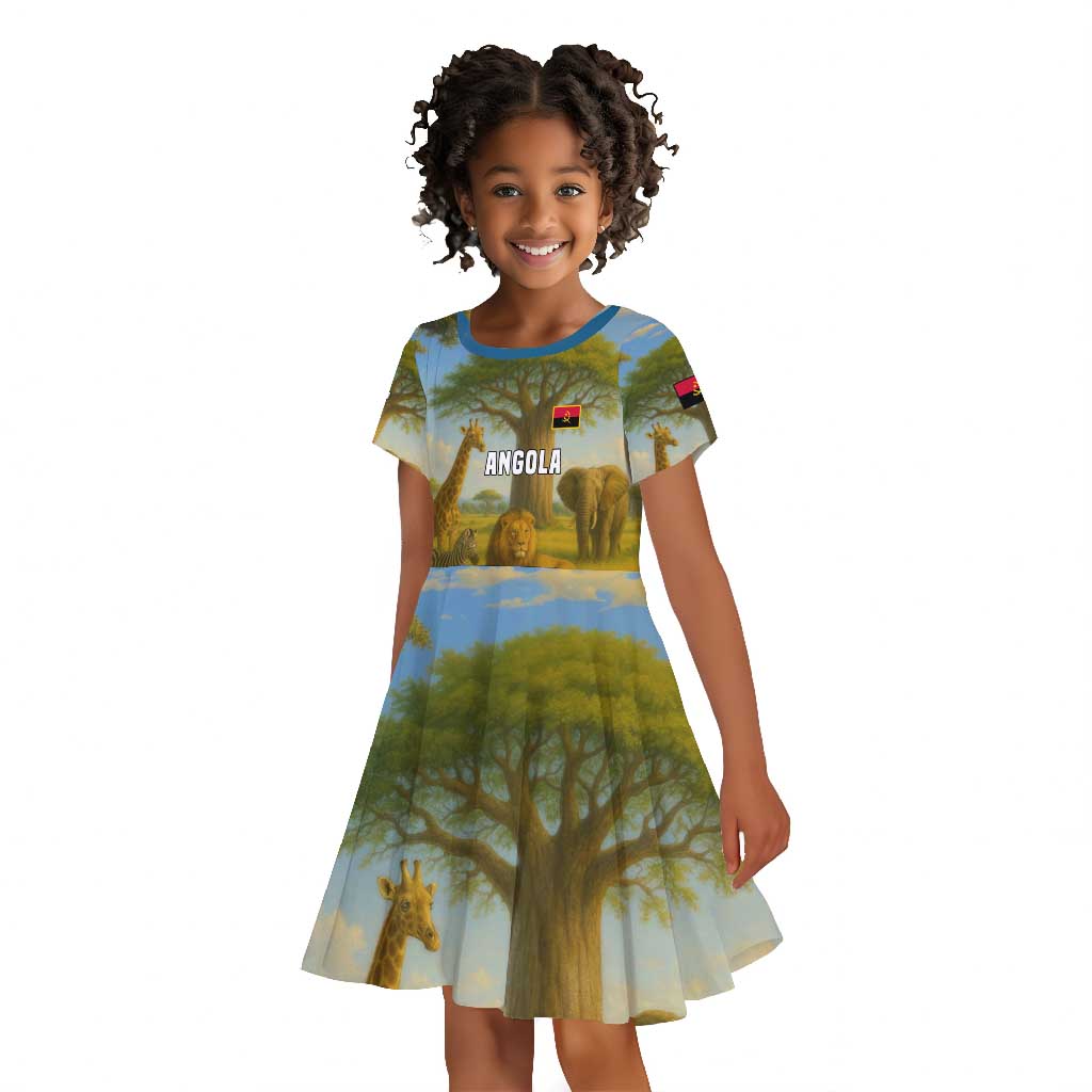 Angola Kid Short Sleeve Dress Savannah Wildlife and African Animal - African Pride