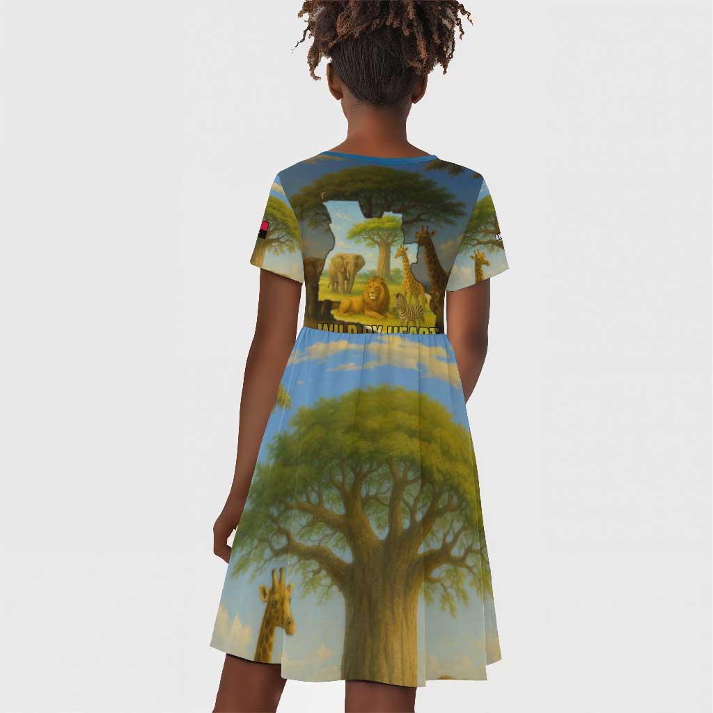 Angola Kid Short Sleeve Dress Savannah Wildlife and African Animal - African Pride