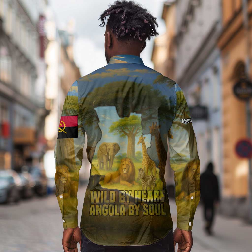 Angola Long Sleeve Button Shirt Savannah Wildlife and African Animal - African Pride