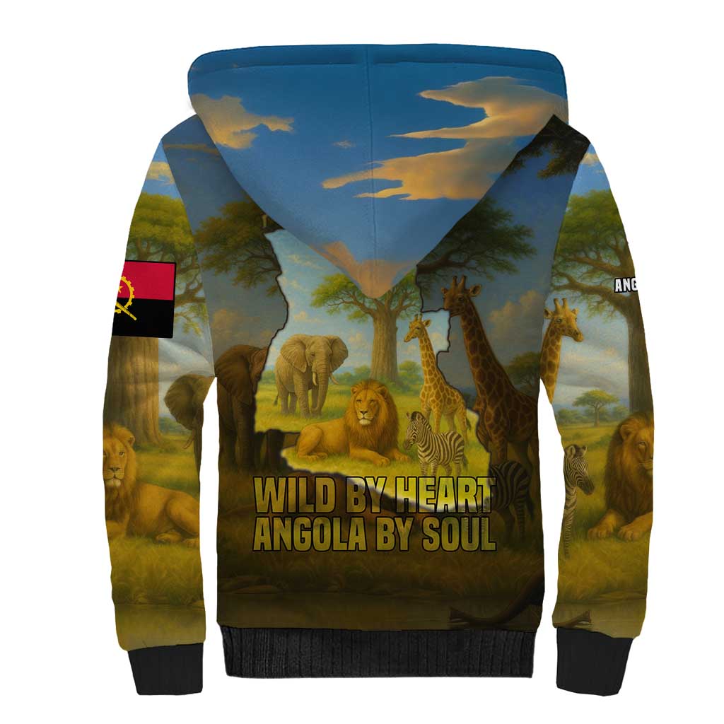 Angola Sherpa Hoodie Savannah Wildlife and African Animal - African Pride