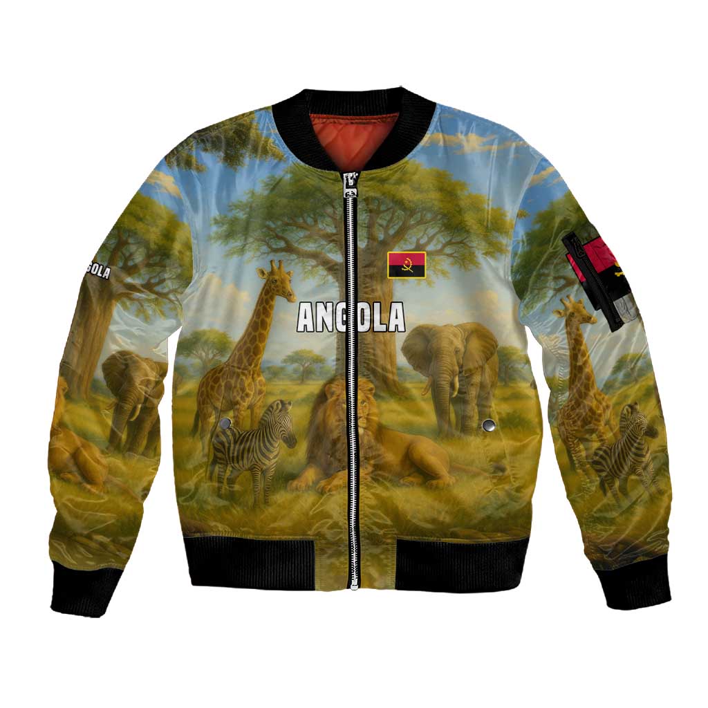 Angola Sleeve Zip Bomber Jacket Savannah Wildlife and African Animal - African Pride