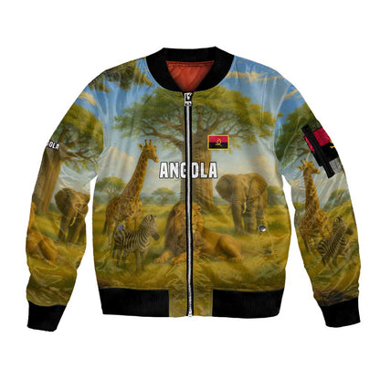 Angola Sleeve Zip Bomber Jacket Savannah Wildlife and African Animal - African Pride