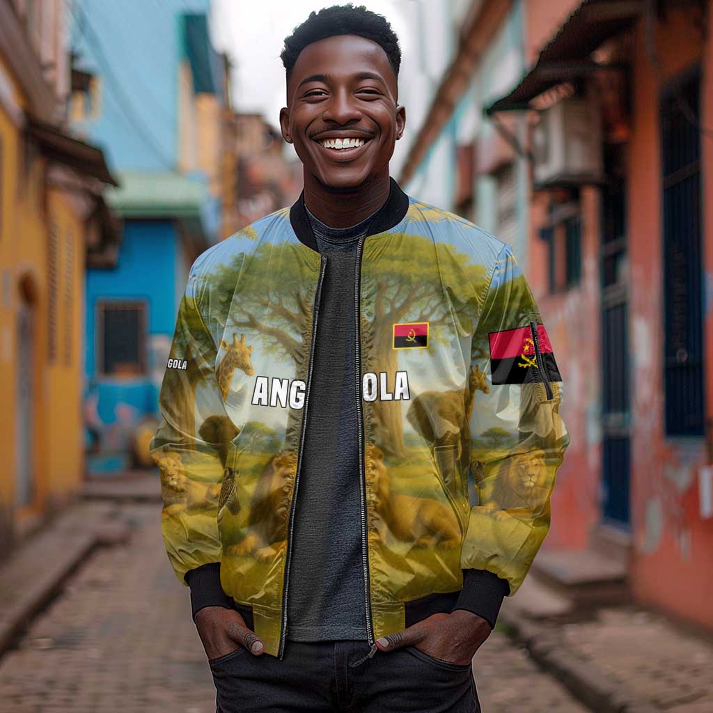 Angola Sleeve Zip Bomber Jacket Savannah Wildlife and African Animal - African Pride