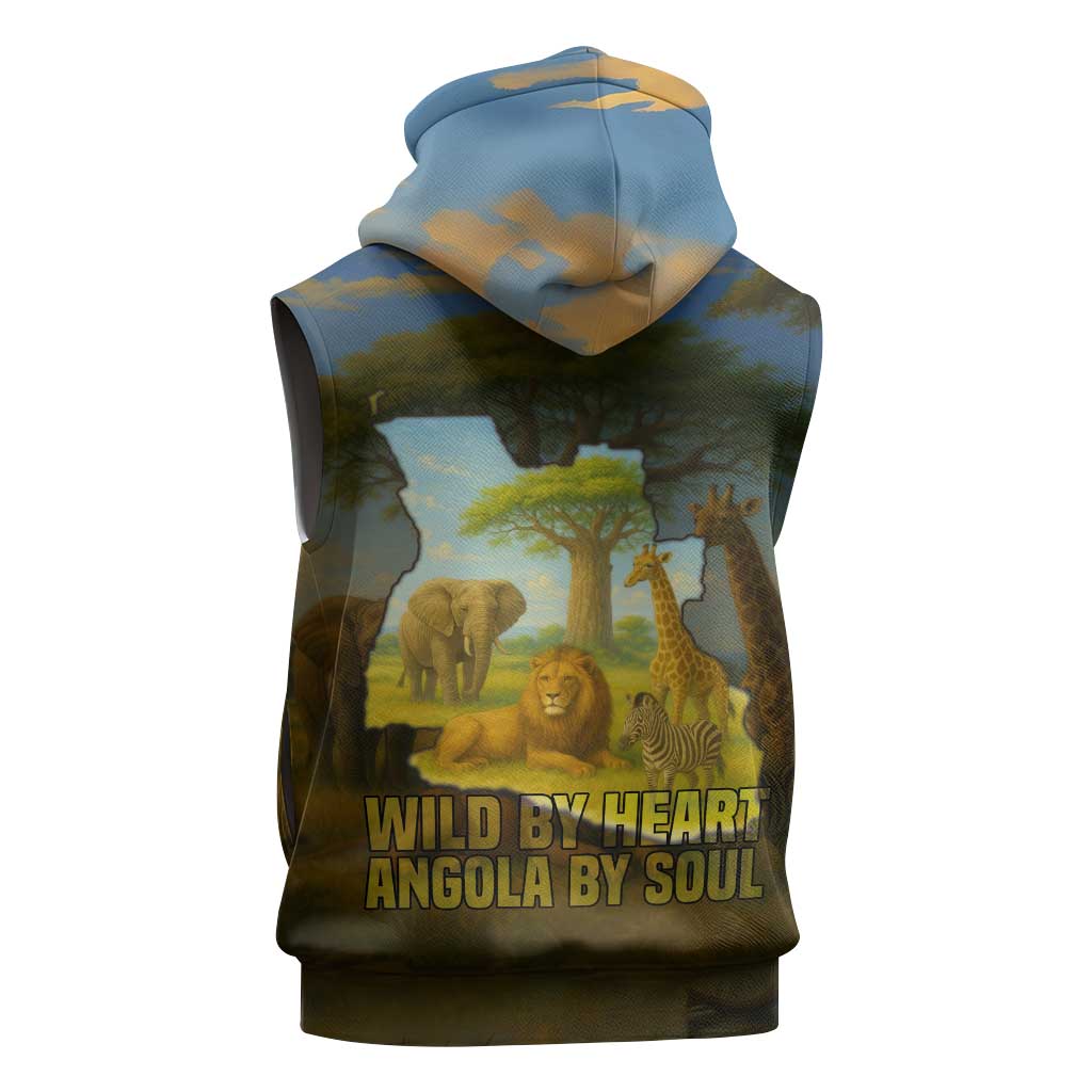 Angola Sleeveless Hoodie Savannah Wildlife and African Animal - African Pride