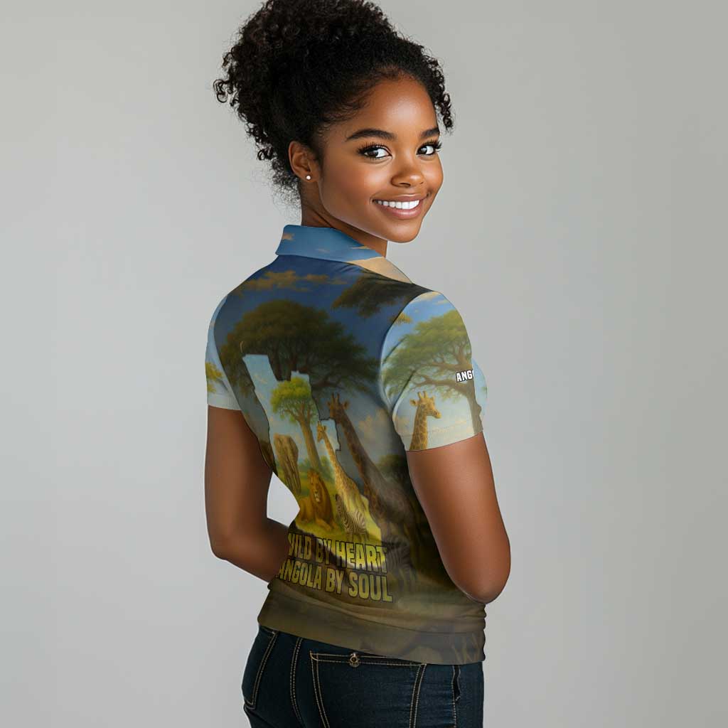 Angola Women Polo Shirt Savannah Wildlife and African Animal - African Pride