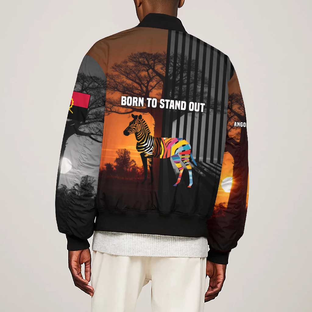 Angola Bomber Jacket Sunset Zebra Design and African Nature - African Pride