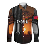 Angola Long Sleeve Button Shirt Sunset Zebra Design and African Nature - African Pride