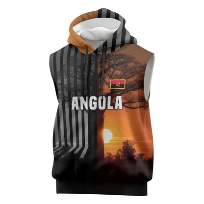 Angola Sleeveless Hoodie Sunset Zebra Design and African Nature - African Pride
