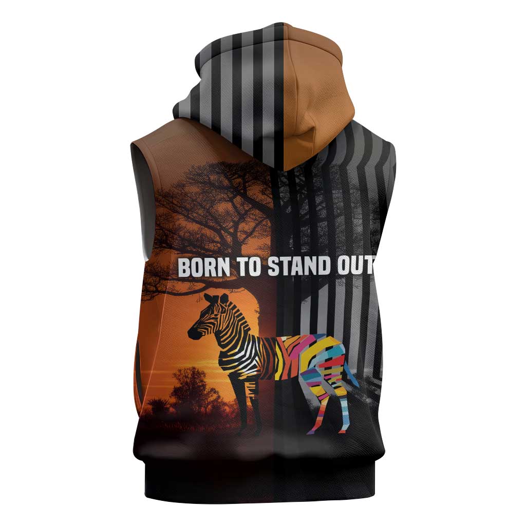 Angola Sleeveless Hoodie Sunset Zebra Design and African Nature - African Pride