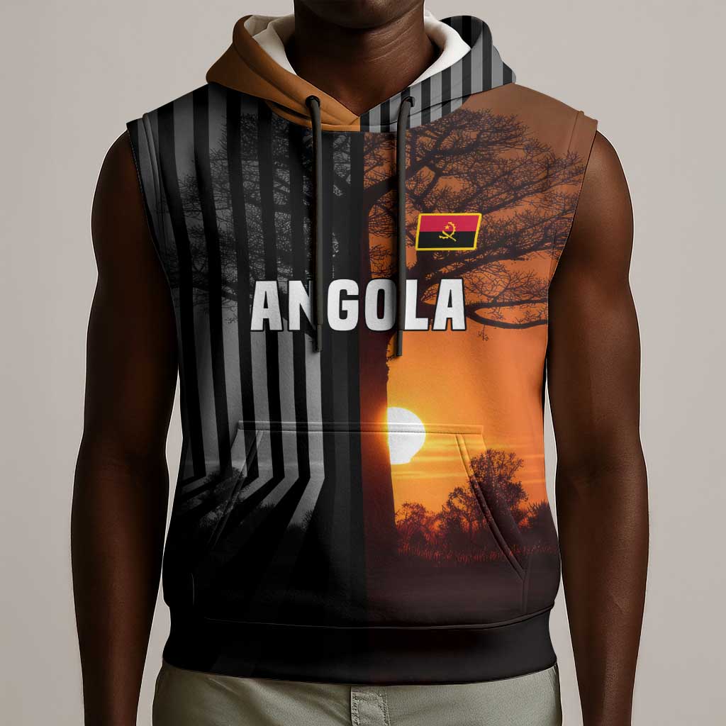 Angola Sleeveless Hoodie Sunset Zebra Design and African Nature - African Pride