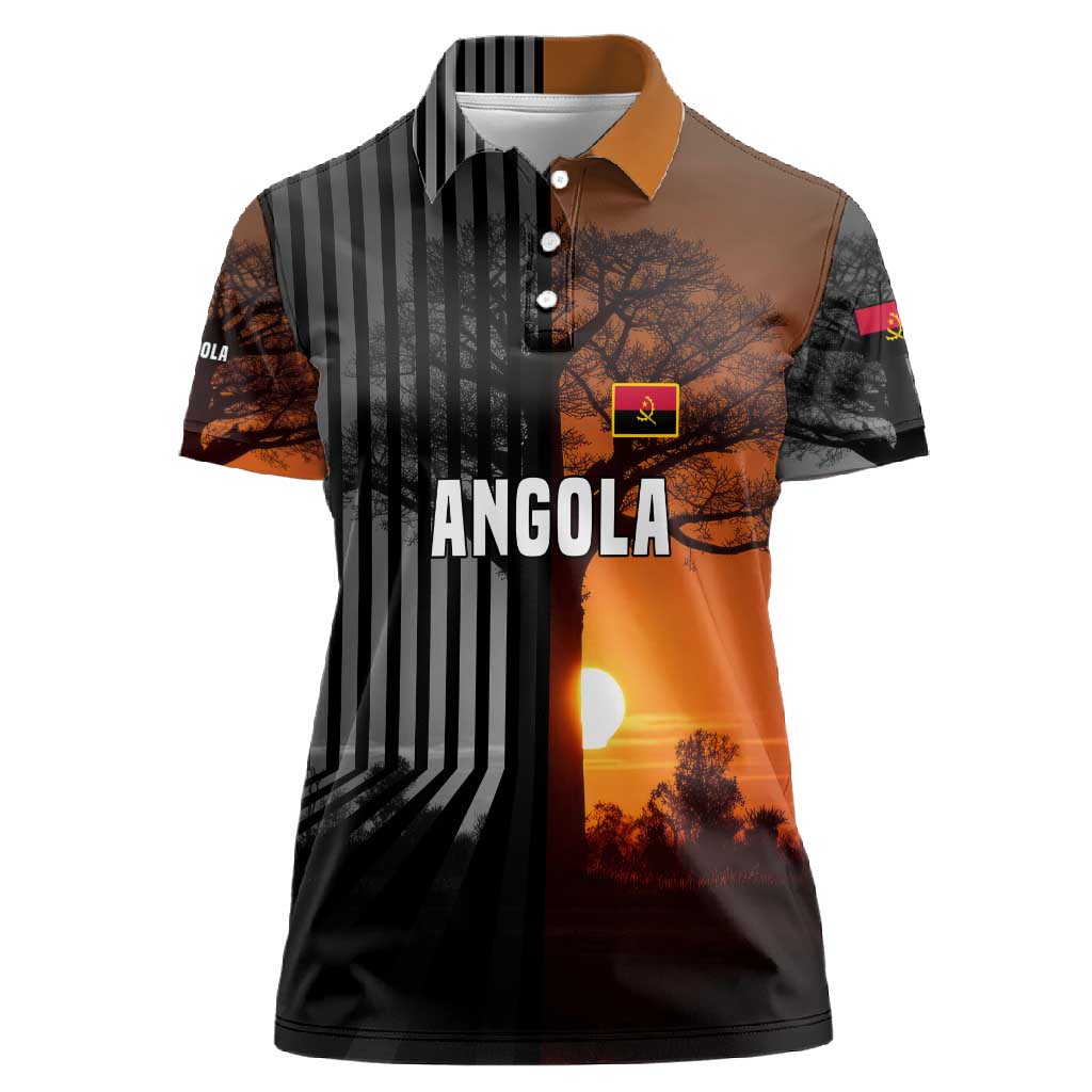 Angola Women Polo Shirt Sunset Zebra Design and African Nature - African Pride