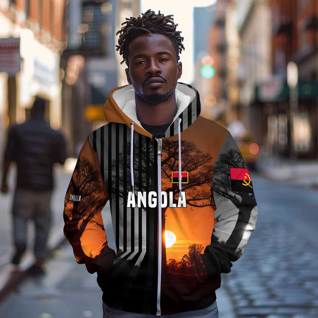 Angola Zip Hoodie Sunset Zebra Design and African Nature - African Pride