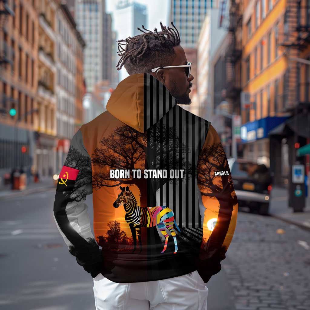Angola Zip Hoodie Sunset Zebra Design and African Nature - African Pride