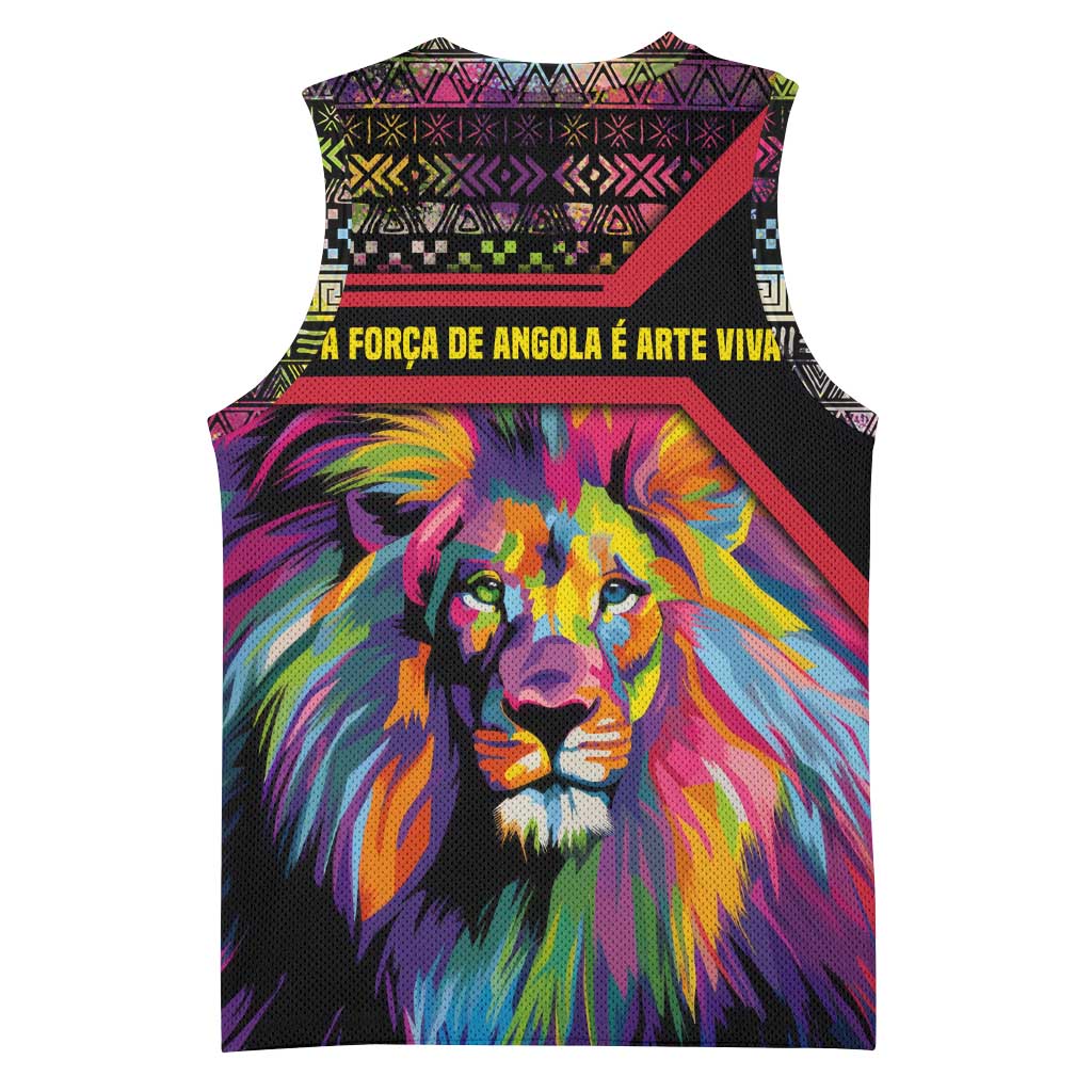 Angola Basketball Jersey Multicolor Tribal Design and Vibrant Lion TS04