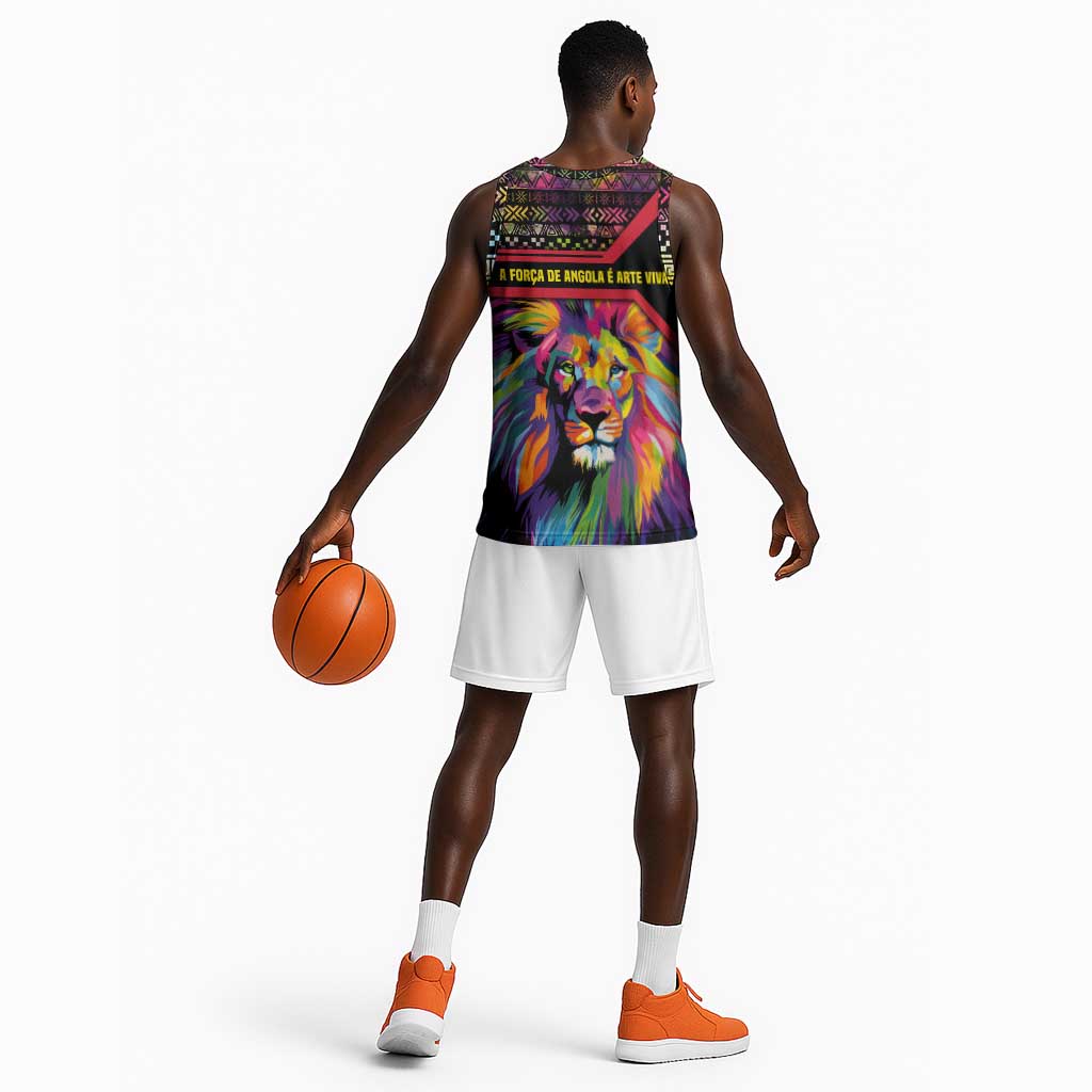 Angola Basketball Jersey Multicolor Tribal Design and Vibrant Lion TS04