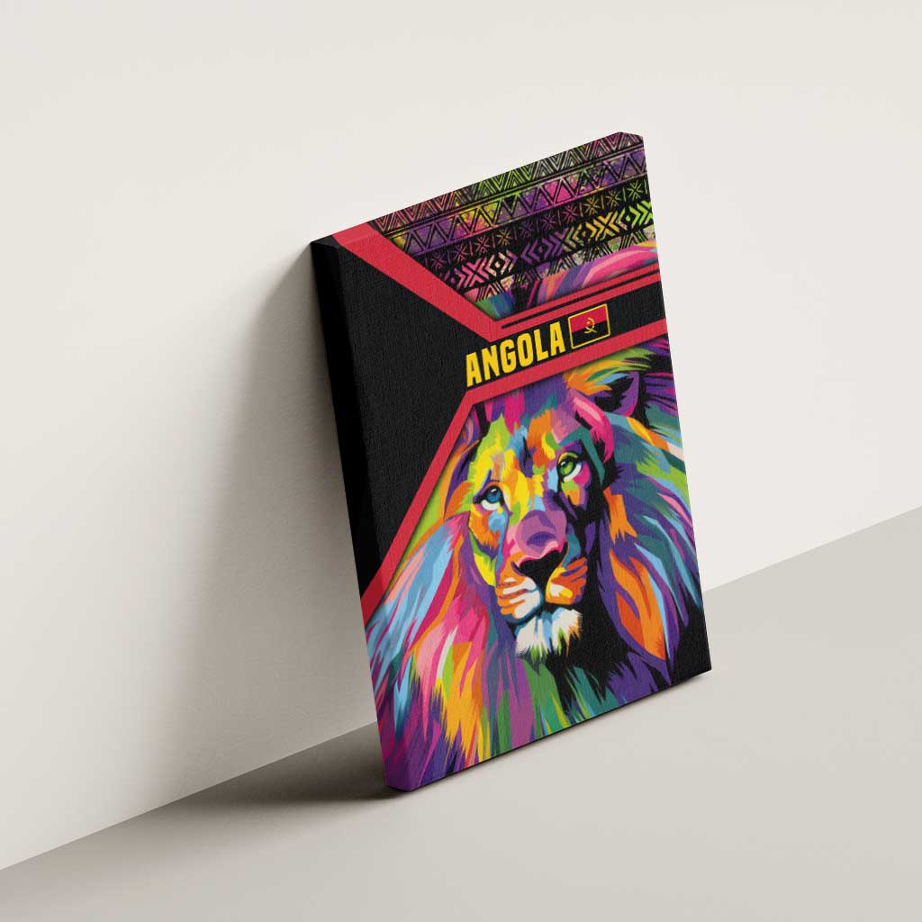 Angola Canvas Wall Art Multicolor Tribal Design and Vibrant Lion - African Pride