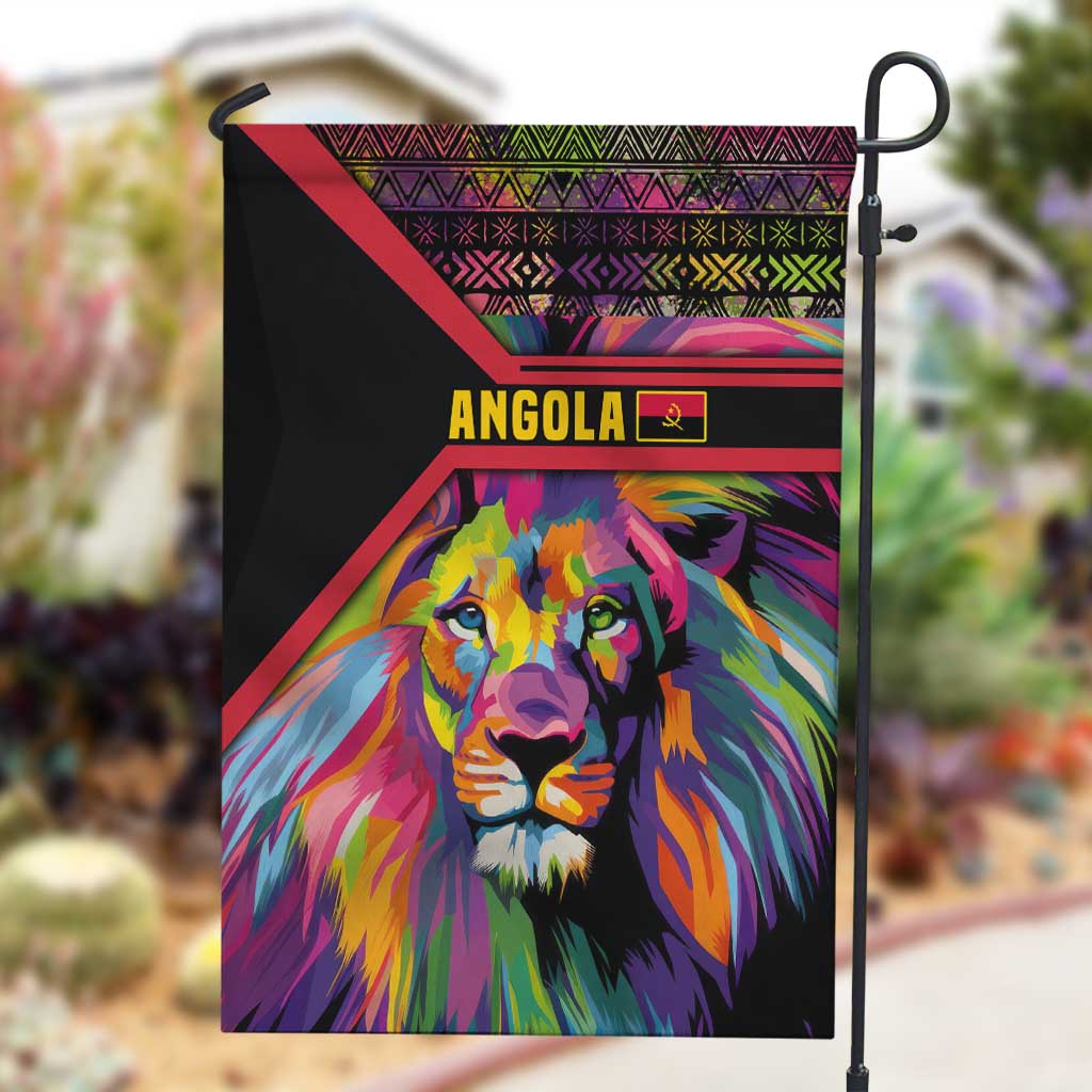 Angola Garden Flag Multicolor Tribal Design and Vibrant Lion - African Pride
