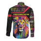 Angola Long Sleeve Button Shirt Multicolor Tribal Design and Vibrant Lion - African Pride