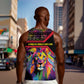 Angola Men Tank Top Multicolor Tribal Design and Vibrant Lion - African Pride