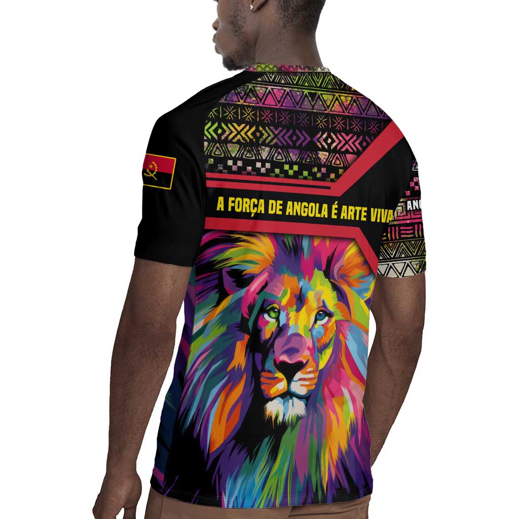 Angola Rugby Jersey Multicolor Tribal Design and Vibrant Lion - African Pride