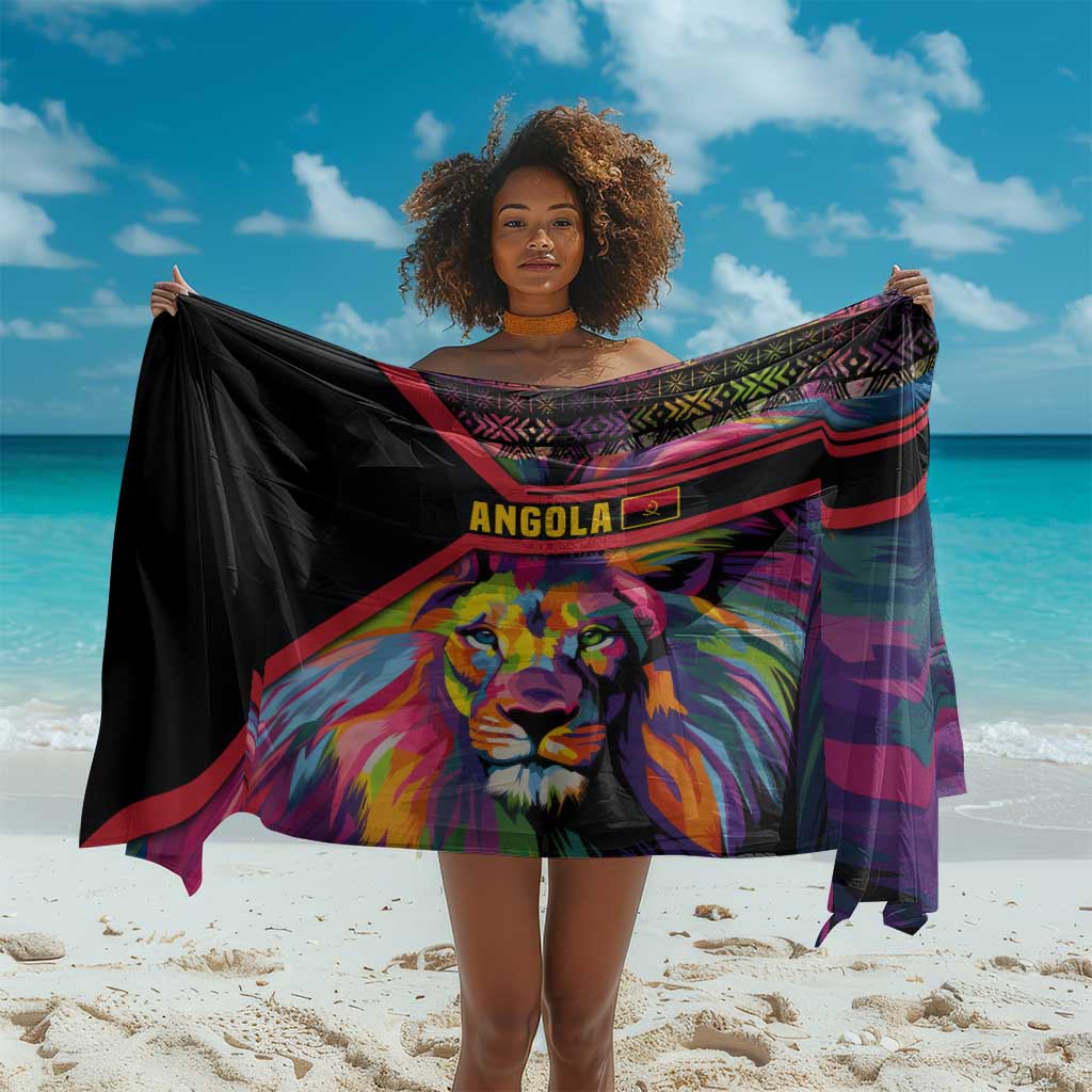 Angola Sarong Multicolor Tribal Design and Vibrant Lion - African Pride
