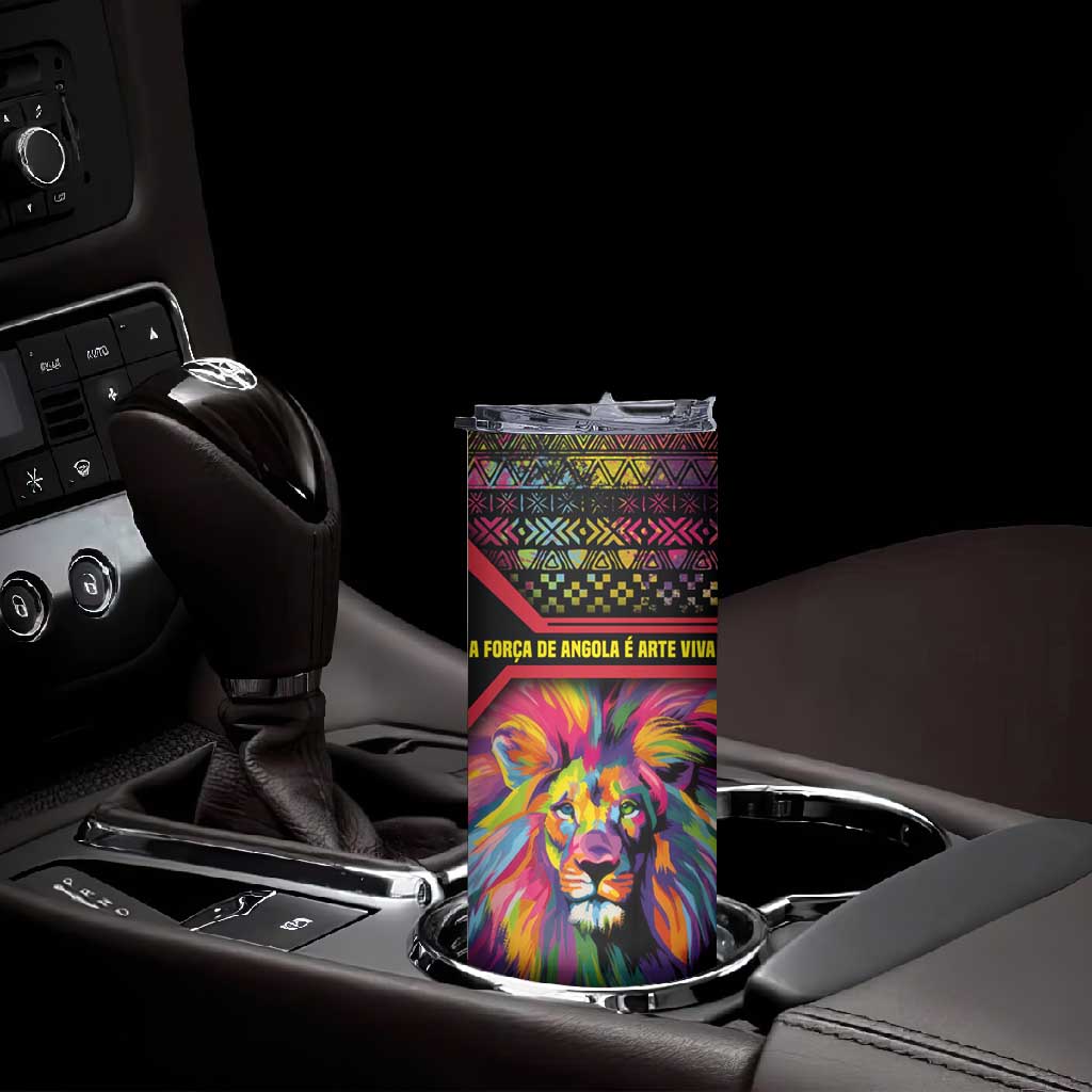 Angola Skinny Tumbler Multicolor Tribal Design and Vibrant Lion - African Pride
