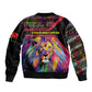 Angola Sleeve Zip Bomber Jacket Multicolor Tribal Design and Vibrant Lion - African Pride