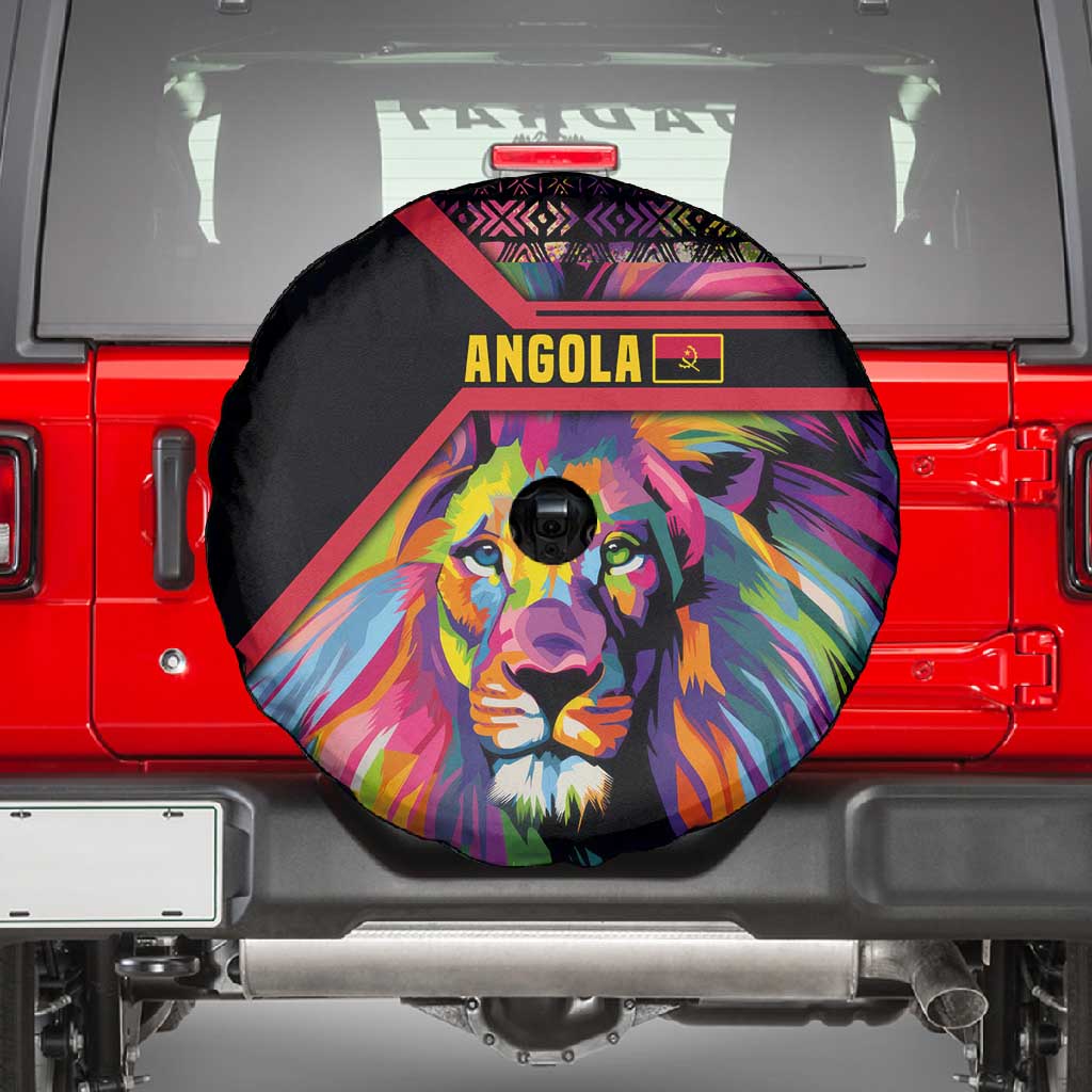 Angola Spare Tire Cover Multicolor Tribal Design and Vibrant Lion - African Pride