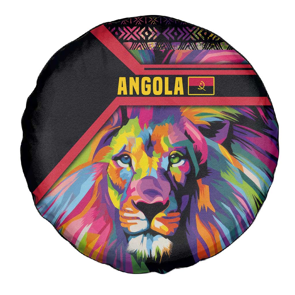Angola Spare Tire Cover Multicolor Tribal Design and Vibrant Lion - African Pride