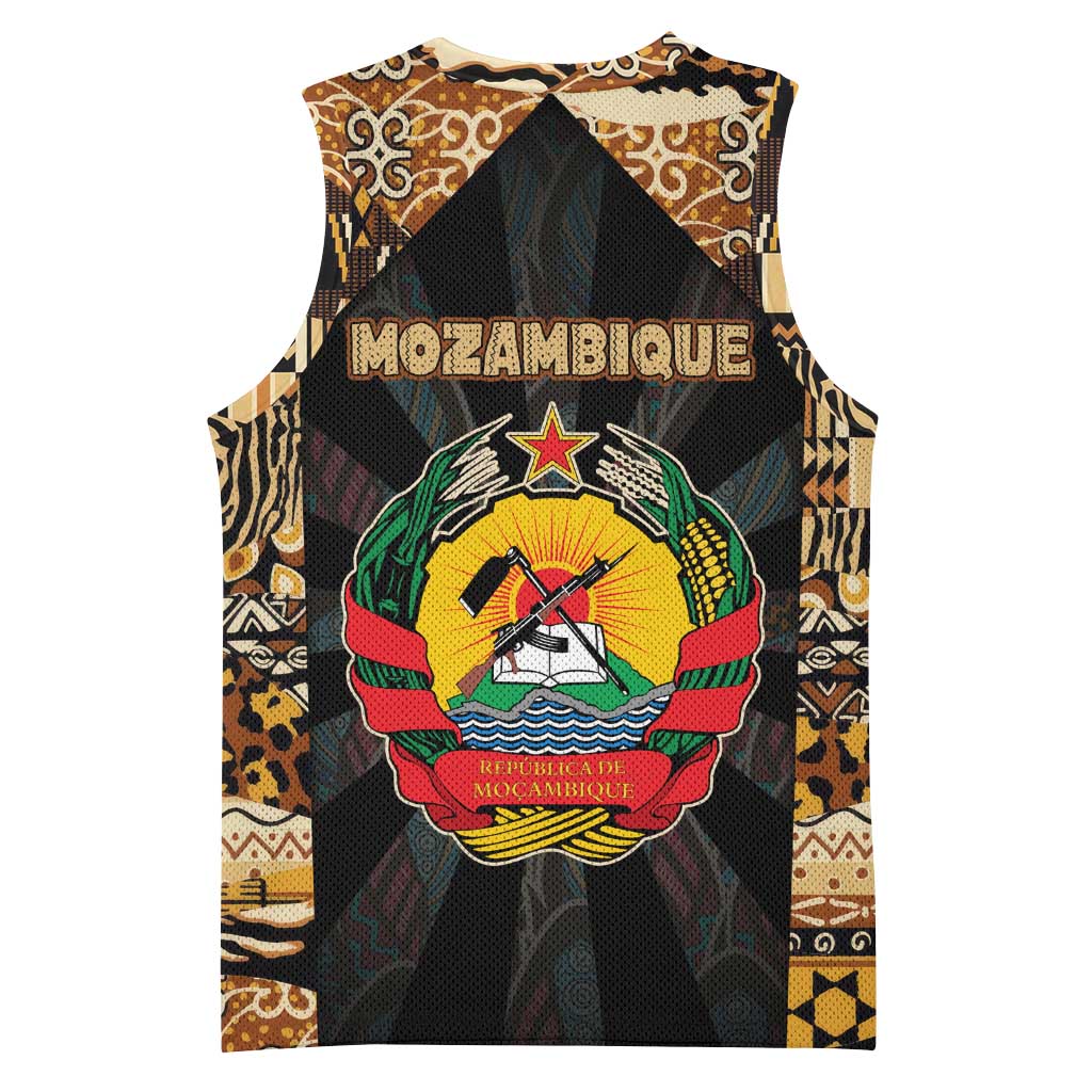 Mozambique Basketball Jersey Black Brown Tribal Design TS04
