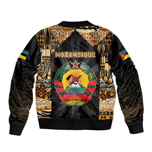 Mozambique Bomber Jacket Black Brown Tribal Design - African Pride