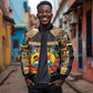 Mozambique Bomber Jacket Black Brown Tribal Design - African Pride