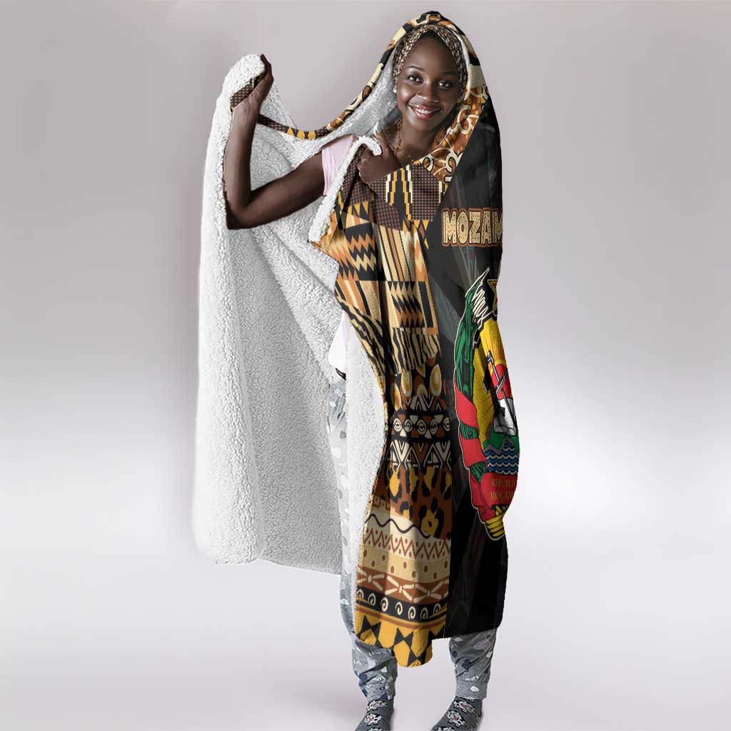 Mozambique Hooded Blanket Black Brown Tribal Design - African Pride
