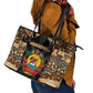 Mozambique Leather Tote Bag Black Brown Tribal Design - African Pride