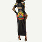 Mozambique Long Sleeve Bodycon Dress Black Brown Tribal Design - African Pride