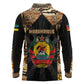 Mozambique Long Sleeve Polo Shirt Black Brown Tribal Design - African Pride