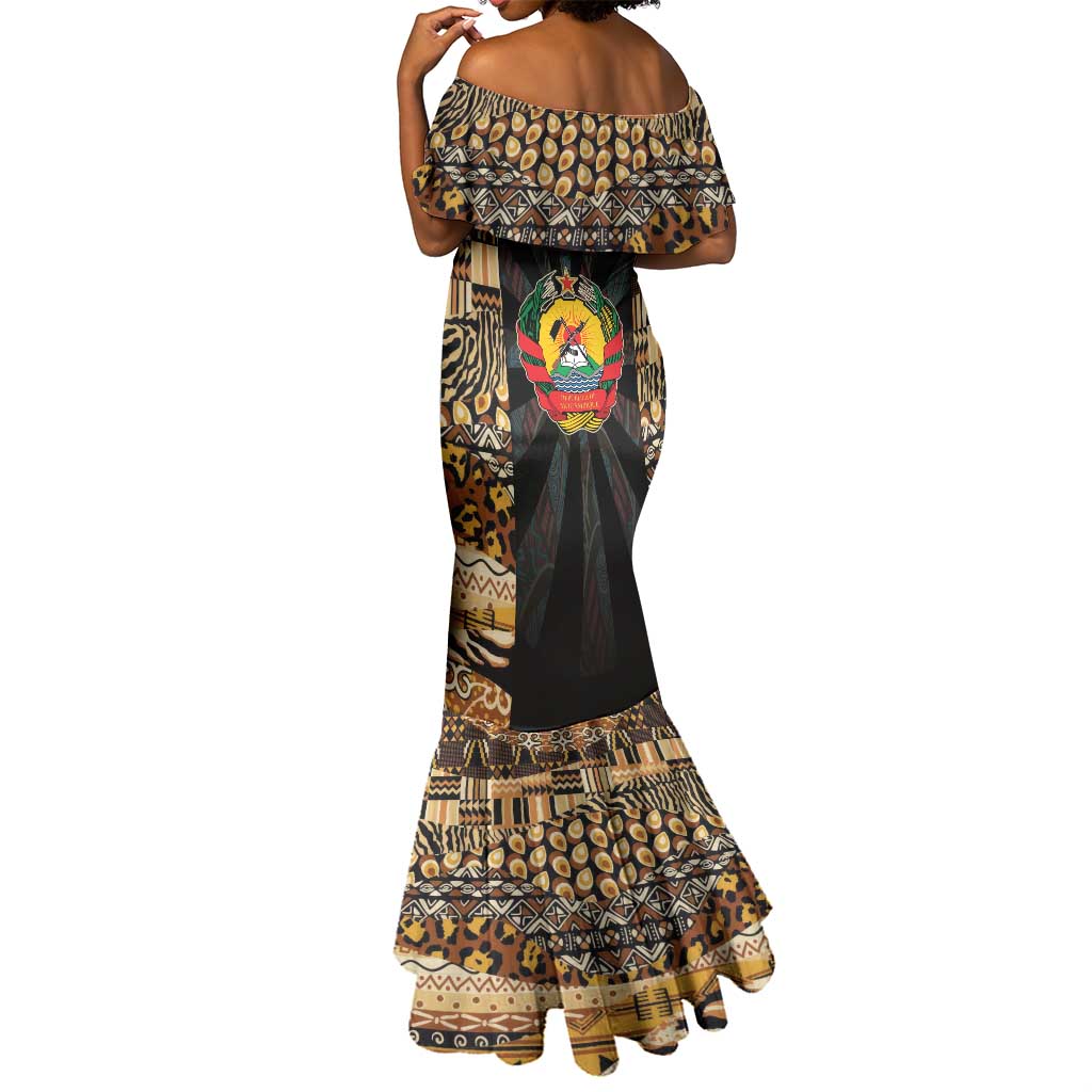 Mozambique Mermaid Dress Black Brown Tribal Design - African Pride