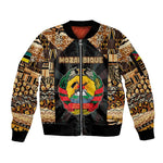 Mozambique Sleeve Zip Bomber Jacket Black Brown Tribal Design - African Pride