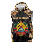 Mozambique Sleeveless Zip Hoodie Black Brown Tribal Design - African Pride