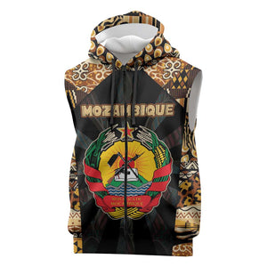 Mozambique Sleeveless Zip Hoodie Black Brown Tribal Design - African Pride