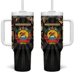 Mozambique Tumbler With Handle Black Brown Tribal Design - African Pride