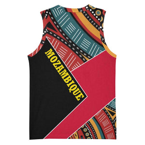 Mozambique Basketball Jersey Red Black Geometric Design and Tribal Pattern TS04