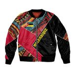 Mozambique Bomber Jacket Red Black Geometric Design and Tribal Pattern - African Pride