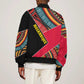 Mozambique Bomber Jacket Red Black Geometric Design and Tribal Pattern - African Pride