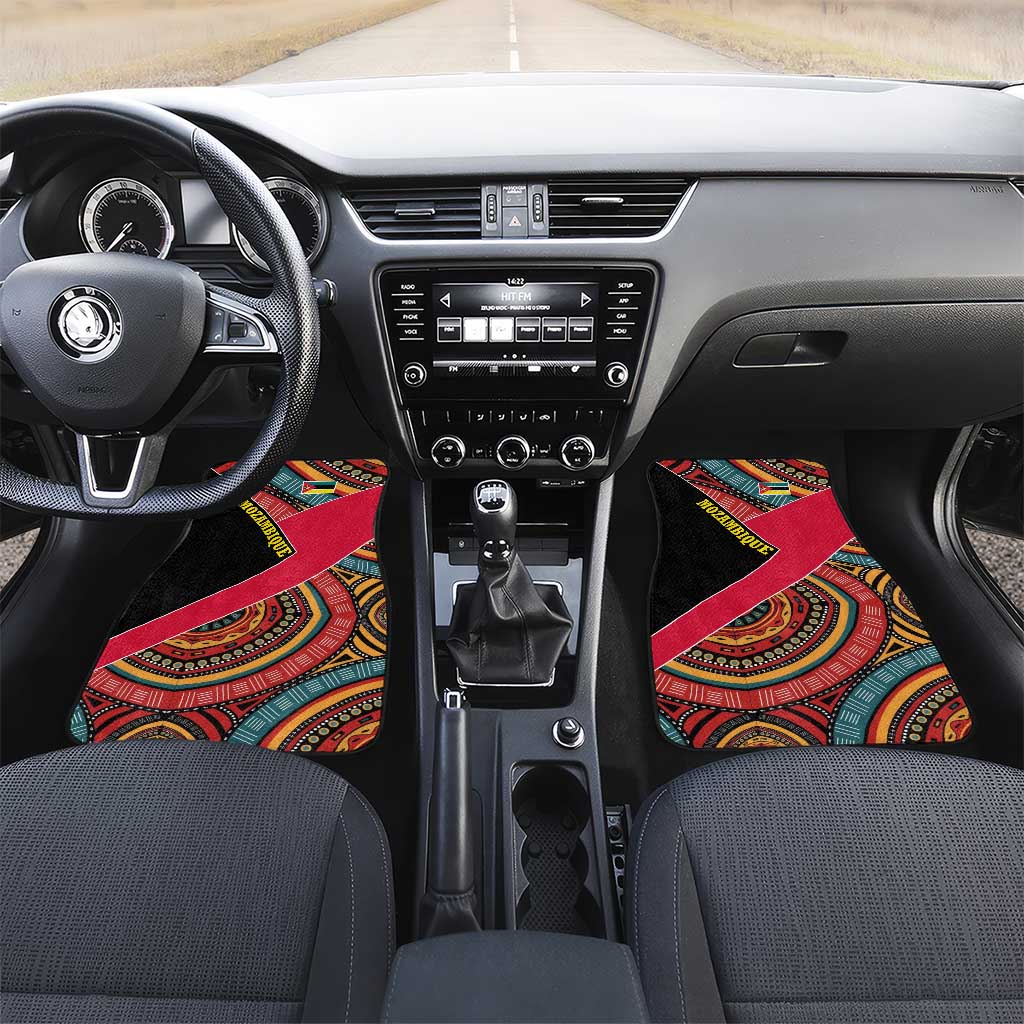 Mozambique Car Mats Red Black Geometric Design and Tribal Pattern - African Pride