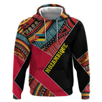 Mozambique Hoodie Red Black Geometric Design and Tribal Pattern - African Pride