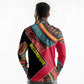 Mozambique Long Sleeve Polo Shirt Red Black Geometric Design and Tribal Pattern - African Pride