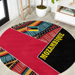 Mozambique Round Carpet Red Black Geometric Design and Tribal Pattern - African Pride